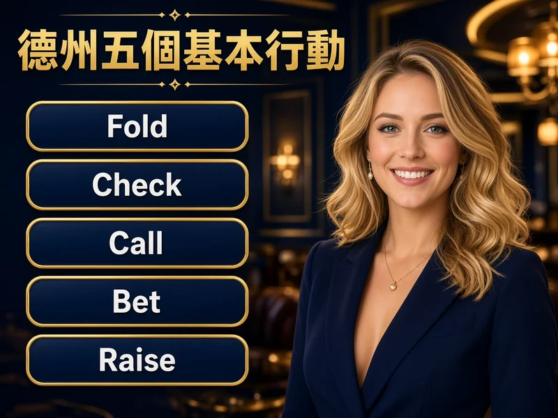 德州撲克 Fold、Check、Call、Bet、Raise教學示意