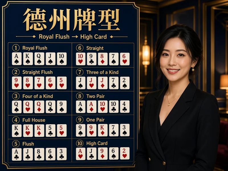德州撲克牌型大小教學示意