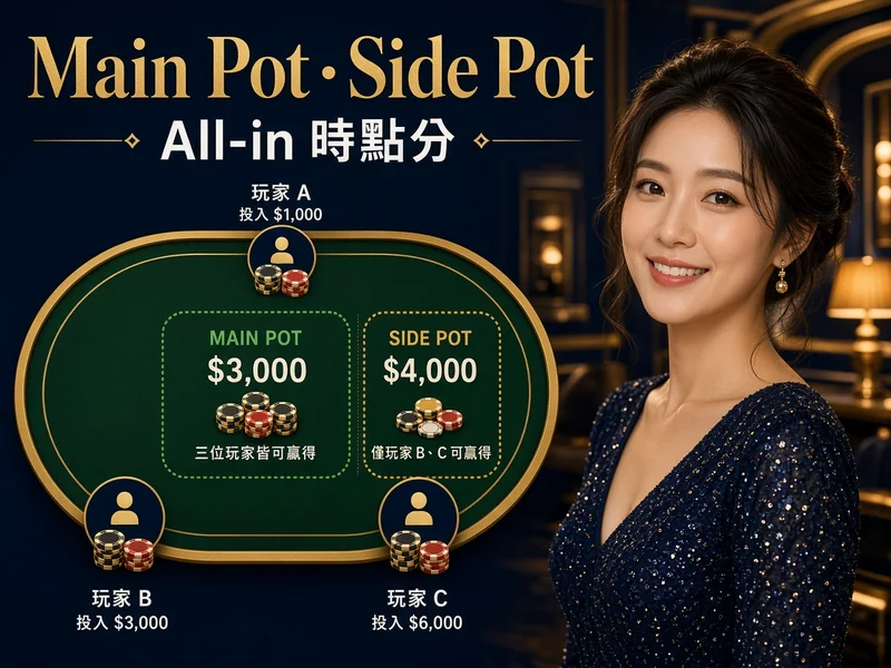 德州撲克 All-in 同 Side Pot教學示意